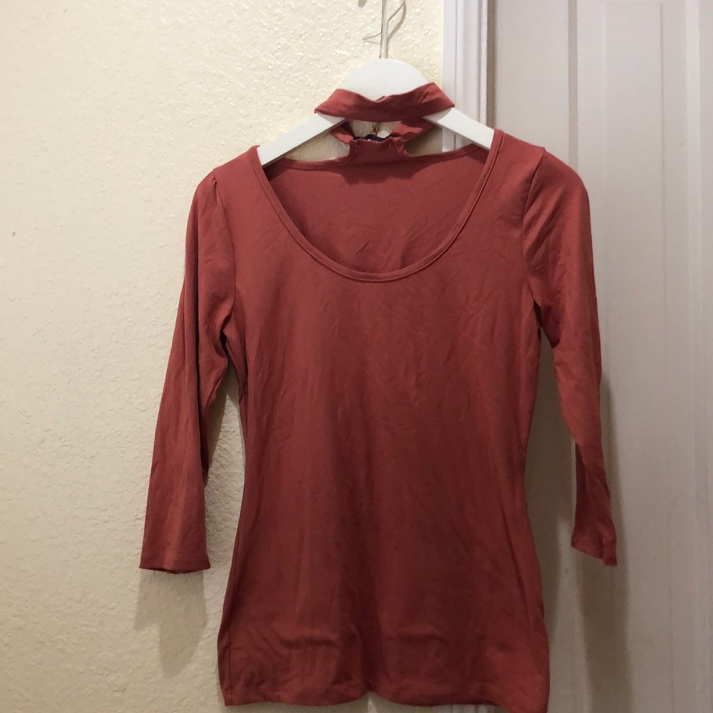 Orange mauve salmon choker top